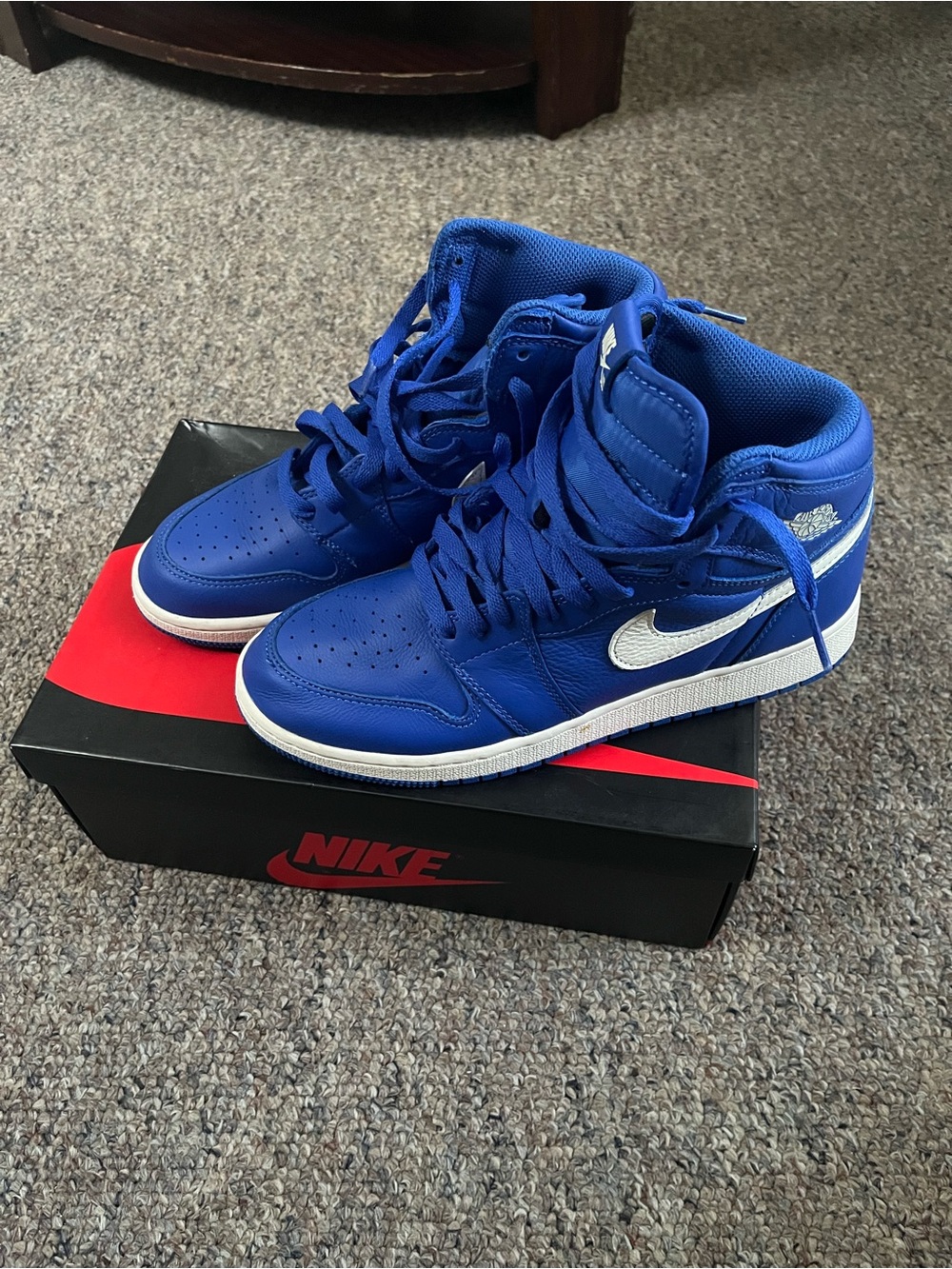 Nike Air Jordan 1 Mid Sneakers in Blue & White